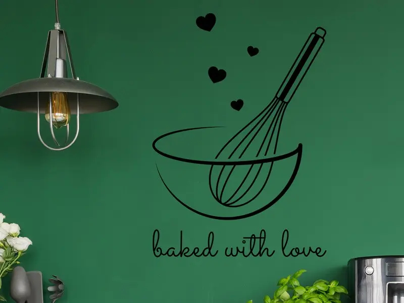 Sticker mural Chef - Ustensiles Fouet Patisserie Texte personnalisé résultat en situation gros plan Sticker Fouet Patisserie Texte personnalisé