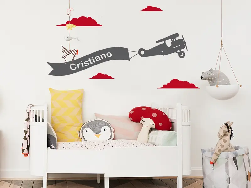 Sticker mural Avions & Bateaux Avion Banderole résultat en situation Sticker Avion Banderole