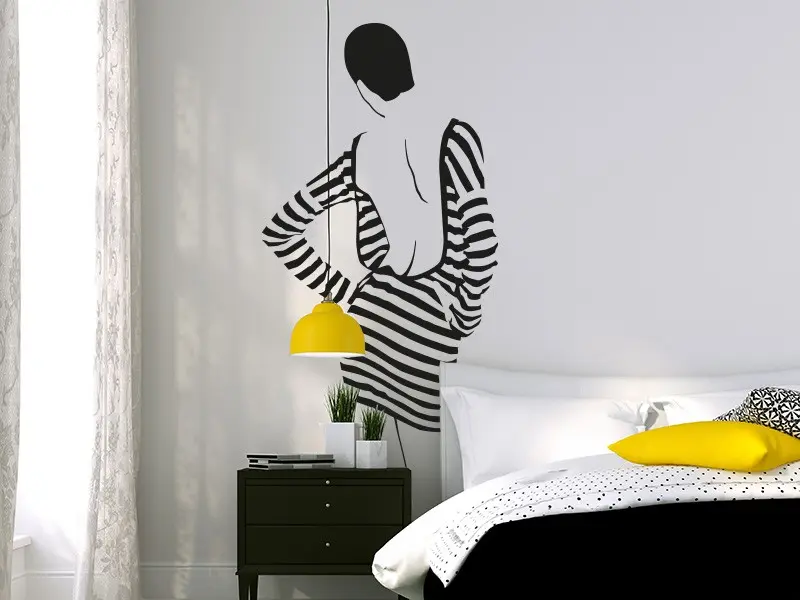 Sticker mural Silhouettes Silhouette Femme de dos résultat en situation Sticker Silhouette Femme de dos