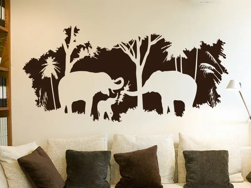 Autocolante Paisagem Africa Elefantes