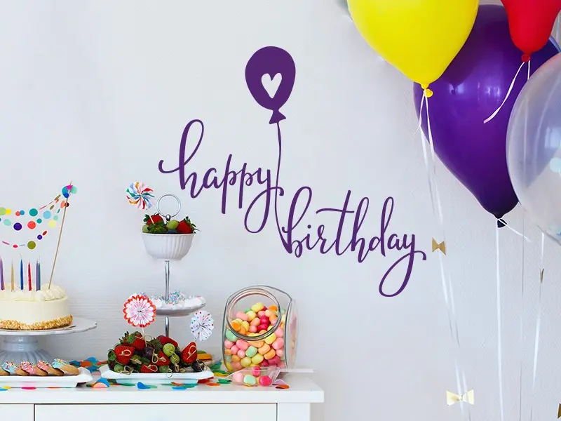 Sticker mural Autres événements Happy Birthday Ballon résultat en situation Sticker Happy Birthday Ballon