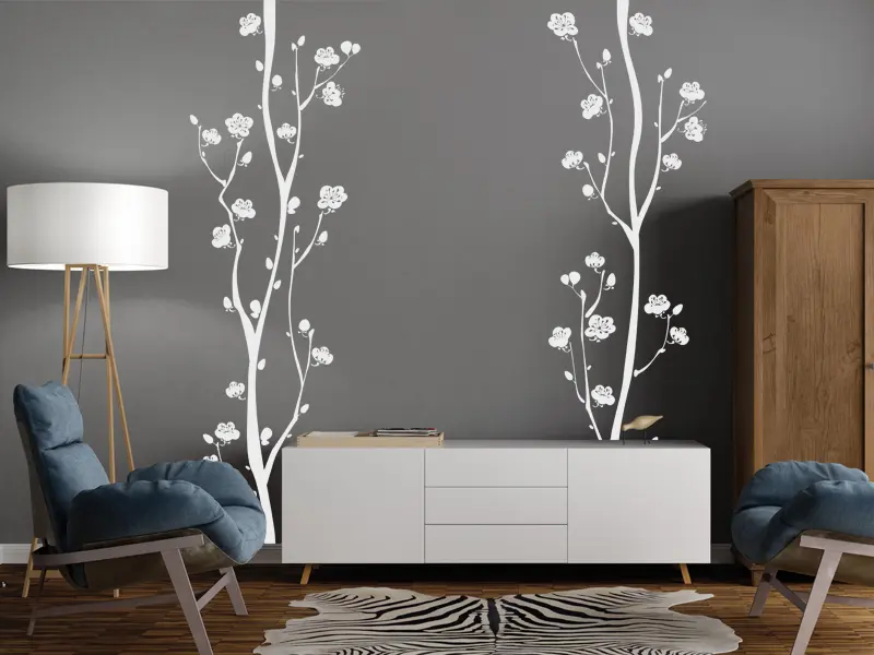 Sticker mural Stickers muraux fleurs Fleurs de Cerisier résultat en situation Sticker Fleurs de Cerisier