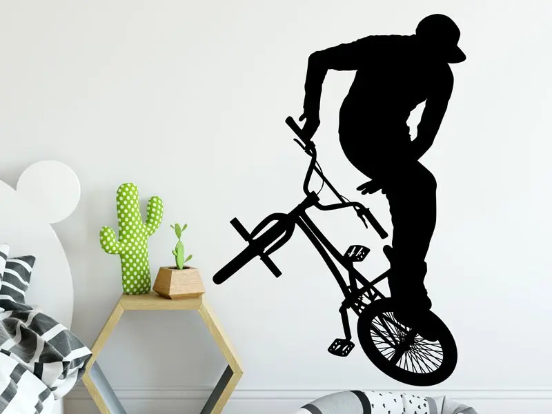Autocolante Silhueta BMX Freestyle résultat en situation gros plan Autocolante Silhueta BMX Freestyle