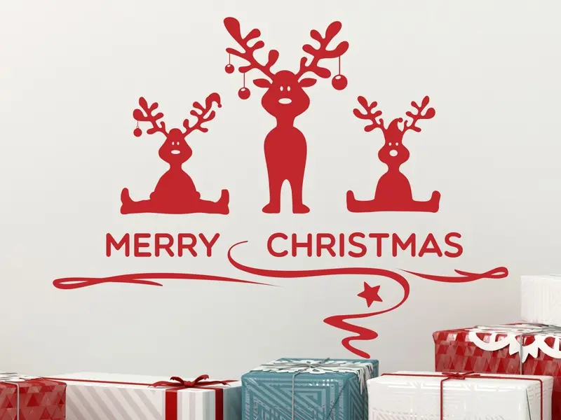 Autocolante Conjunto Renós de Natal résultat en situation gros plan Autocolante Conjunto Renós de Natal