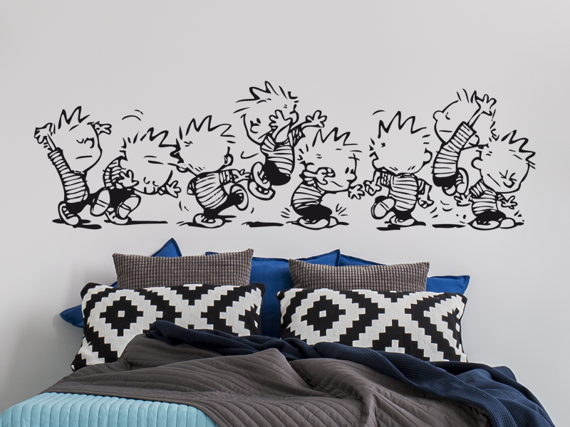 Sticker mural Calvin and Hobbes résultat en situation