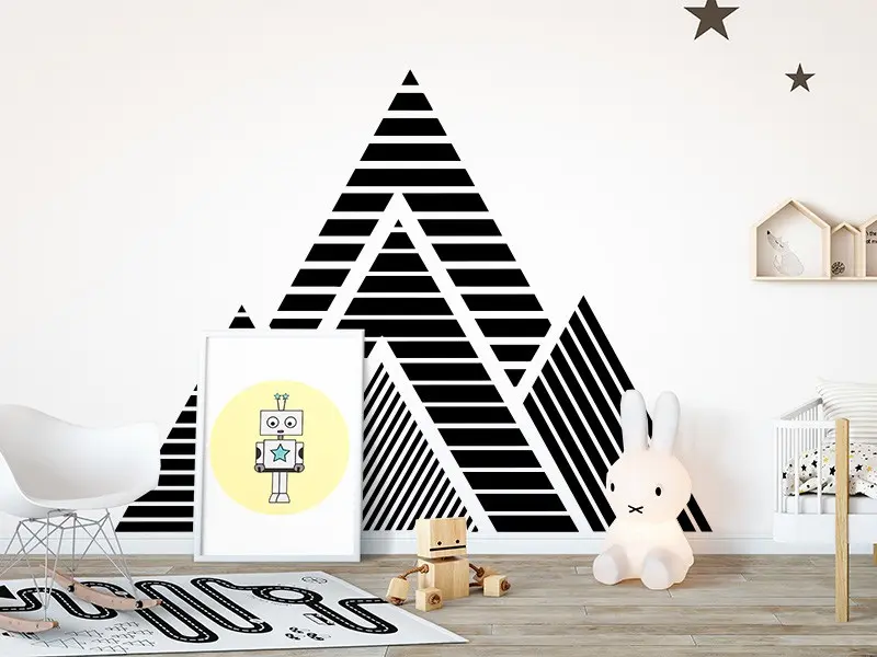 Sticker mural Montagnes géométriques résultat en situation