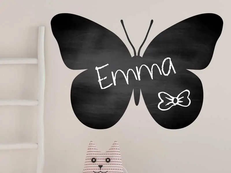 Sticker mural Stickers Ardoises Ardoise Papillon résultat en situation gros plan Sticker Ardoise Papillon