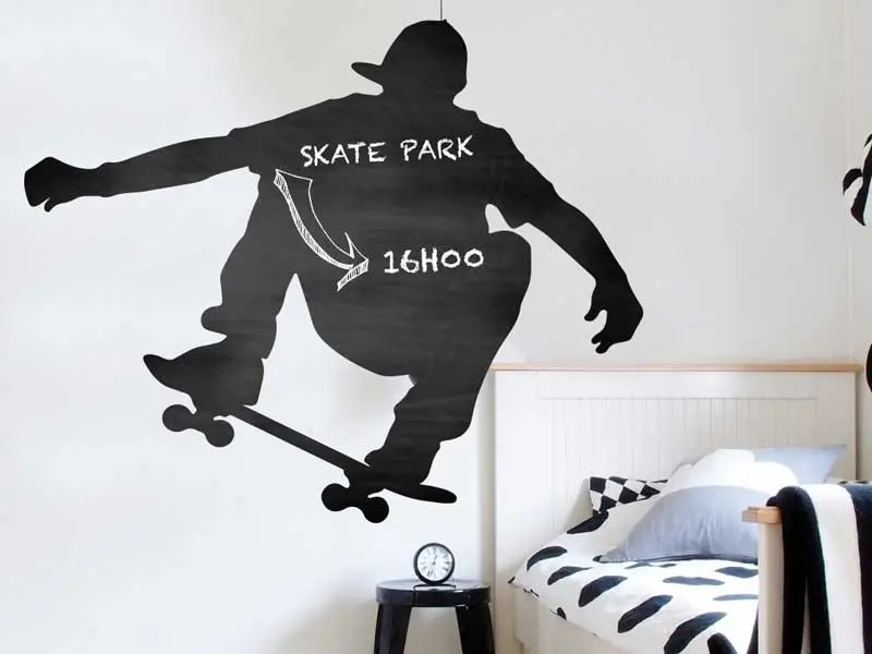 Sticker mural Ardoise Skateur résultat en situation