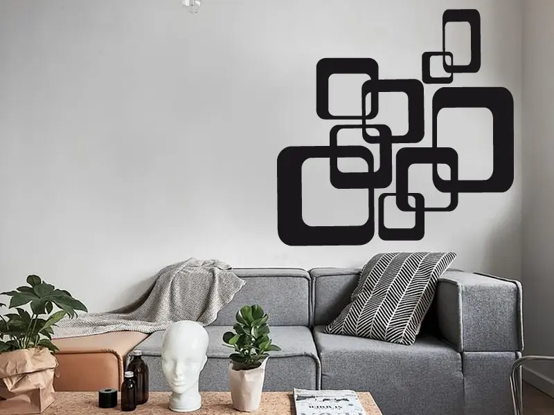 Sticker mural Illusion & Abstrait Cubes Illusion résultat en situation Sticker Cubes Illusion