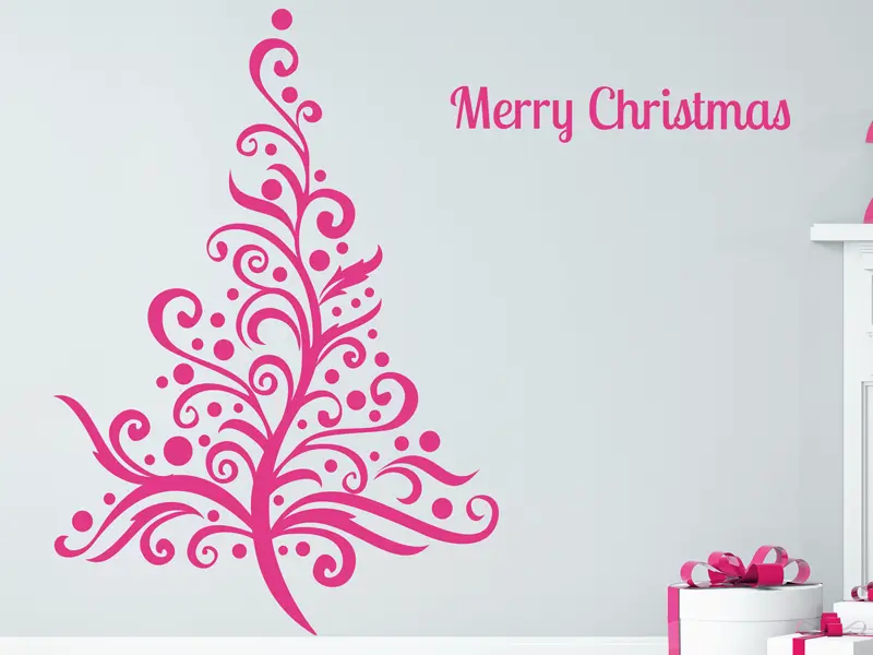 Autocolante Árvore de Natal Festa résultat en situation gros plan Autocolante Árvore de Natal Festa