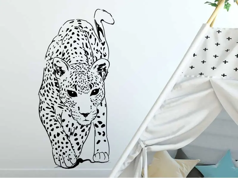 Sticker mural Sur la Terre Léopard résultat en situation gros plan Sticker Léopard