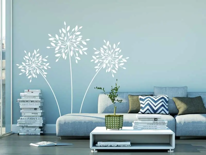 Sticker mural Stickers muraux fleurs Fleurs Pissenlit 2 résultat en situation Sticker Fleurs Pissenlit 2