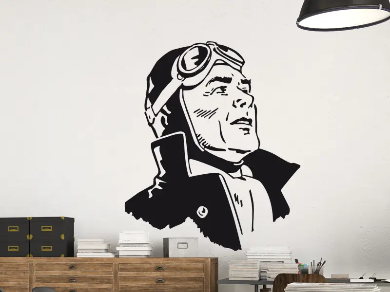 Sticker mural Silhouettes Aviateur résultat en situation Sticker Aviateur