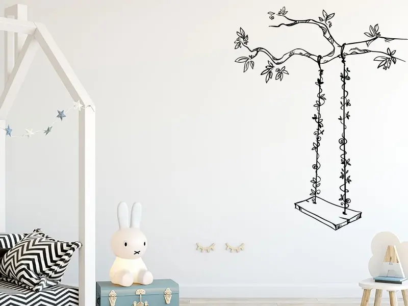Sticker mural Branches Branche Balançoire résultat en situation Sticker Branche Balançoire