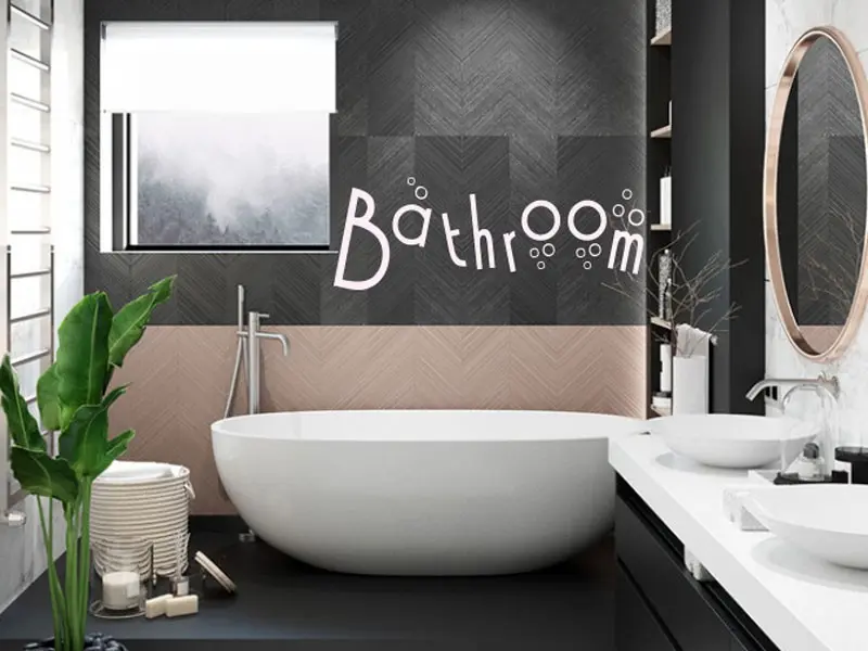 Sticker mural Stickers WC & Salle de bain Bathroom Bulles résultat en situation Sticker Bathroom Bulles