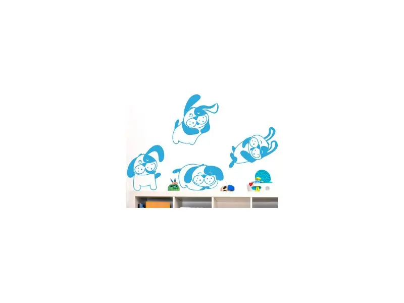 Sticker mural Animaux Pack Chiens rigolos résultat en situation gros plan Sticker Pack Chiens rigolos