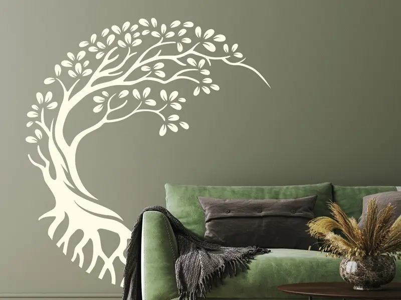 Sticker mural Stickers Arbre de vie Arbre de vie Lune résultat en situation Sticker Arbre de vie Lune