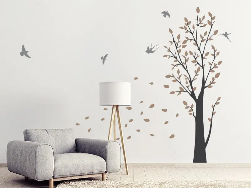 Sticker mural Stickers Arbres Arbre au Vent résultat en situation Sticker Arbre au Vent