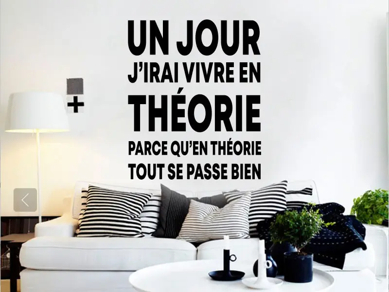Sticker mural Motivation Citation Vivre en Théorie résultat en situation Sticker Citation Vivre en Théorie
