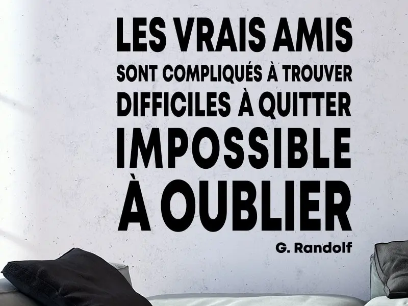 Sticker mural Citações de Autor Citation Les Vrais Amis de Randolf résultat en situation gros plan Sticker Citation Les Vrais Amis de Randolf