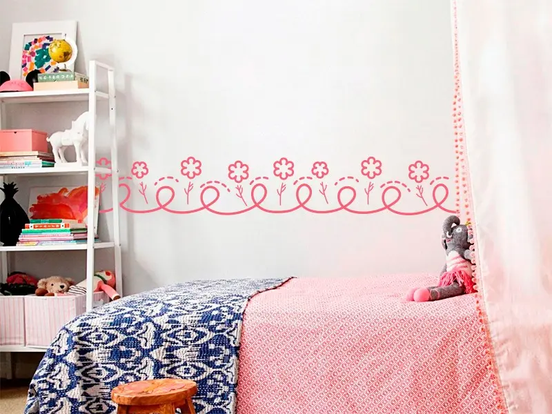 Sticker mural Frise Petites Fleurs résultat en situation