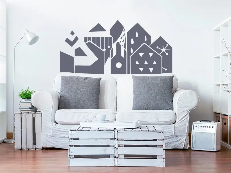 Sticker mural Paysages & Skylines Skyline Abstrait résultat en situation Sticker Skyline Abstrait