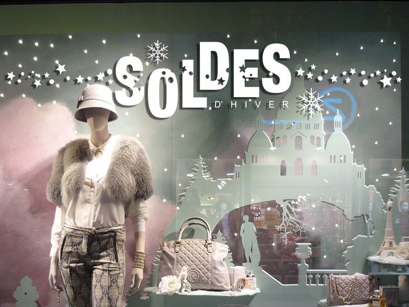 Sticker vitrine Soldes D'Hiver Etoiles
