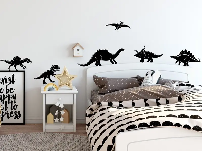 Sticker mural Dinosaures Pack 6 Dinosaures résultat en situation Sticker Pack 6 Dinosaures