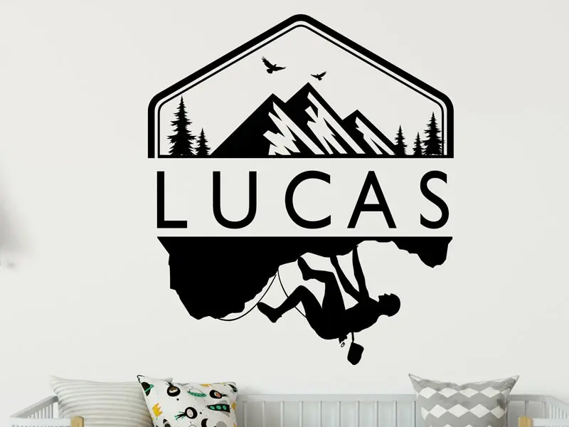 Sticker mural Autres Sports Escalade texte personnalisé résultat en situation gros plan Sticker Escalade texte personnalisé