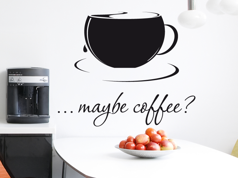 Sticker mural Maybe Coffee ? résultat en situation