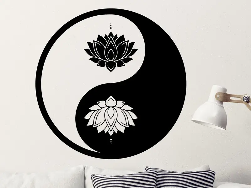Sticker mural Symboles et Figures Yin-Yang Fleur de lotus résultat en situation gros plan Sticker Yin-Yang Fleur de lotus