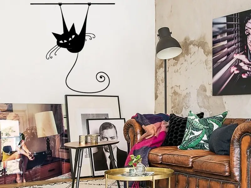 Sticker mural Sur la Terre Chat 2 résultat en situation Sticker Chat 2