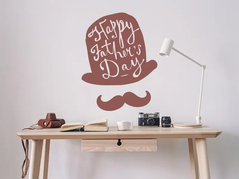 Sticker mural Happy Fathers Day Chapeau résultat en situation