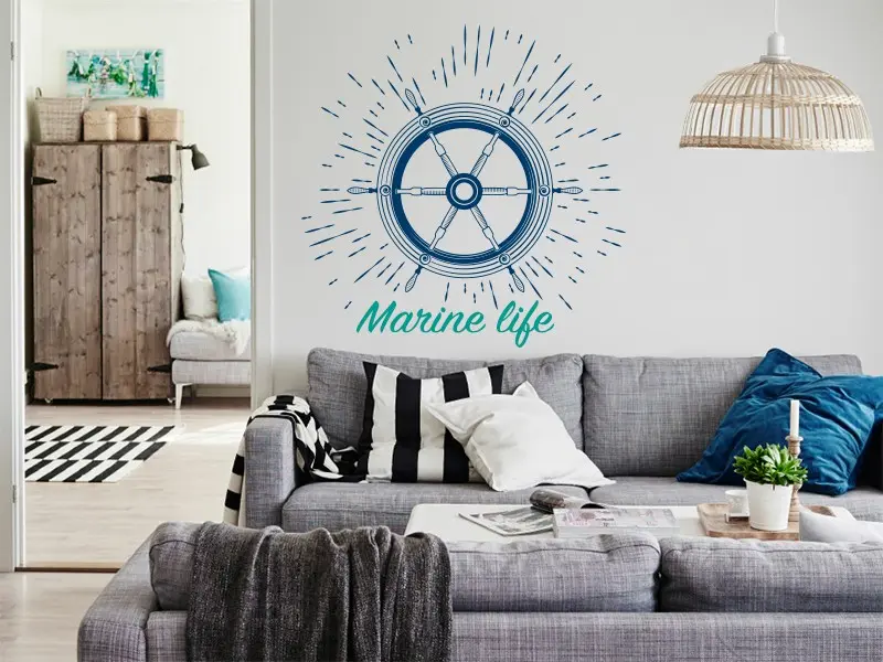 Sticker mural Mers et Océans Gouvernail de Navigation résultat en situation Sticker Gouvernail de Navigation