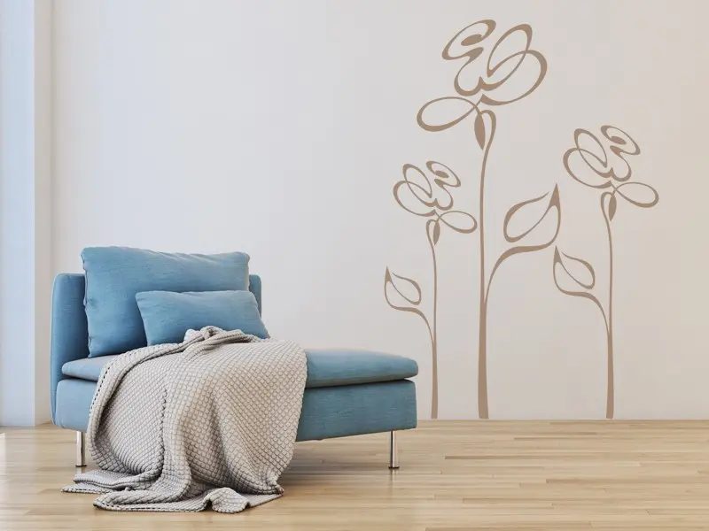 Sticker mural Stickers muraux fleurs Fleurs Abstraites résultat en situation Sticker Fleurs Abstraites