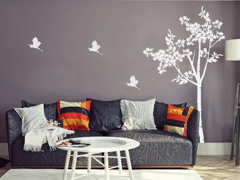 Sticker mural Stickers Arbres Arbre Floral résultat en situation Sticker Arbre Floral