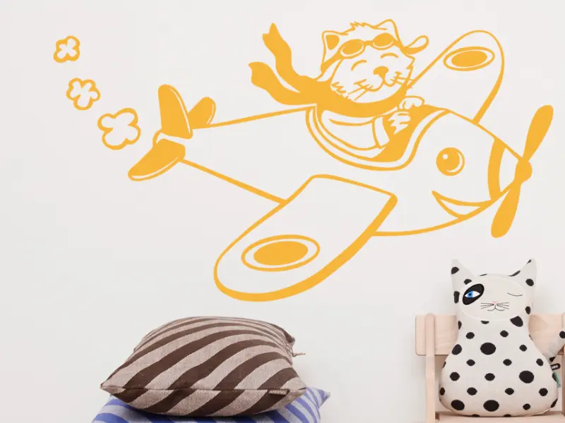 Sticker mural Avions & Bateaux Avion Chat résultat en situation gros plan Sticker Avion Chat