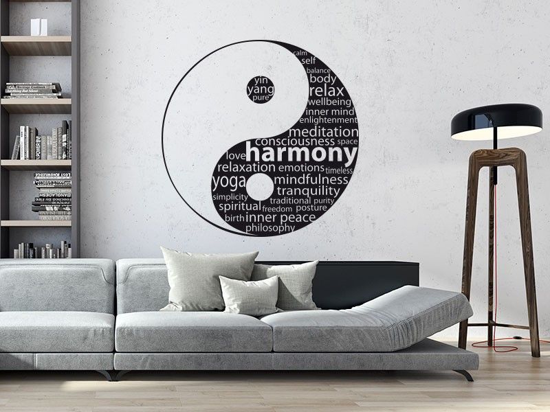 Autocolante de parede Yin-Yang Texto