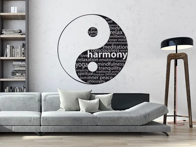 Sticker mural Stickers Zen Yin-Yang Text résultat en situation Sticker Yin-Yang Text