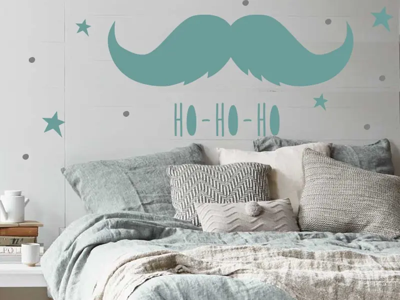 Sticker mural Noël Hipster Ho-Ho-Ho Moustache résultat en situation