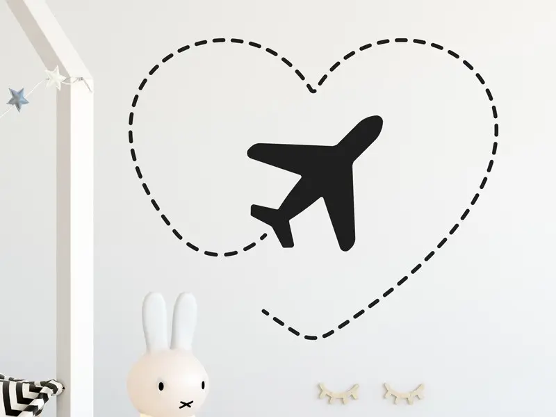 Sticker mural Avions & Bateaux Avion qui vole en coeur résultat en situation gros plan Sticker Avion qui vole en coeur