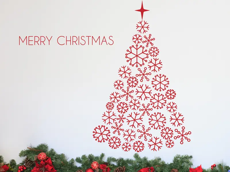 Autocolante Árvore de Natal Flocos 2 résultat en situation gros plan Autocolante Árvore de Natal Flocos 2