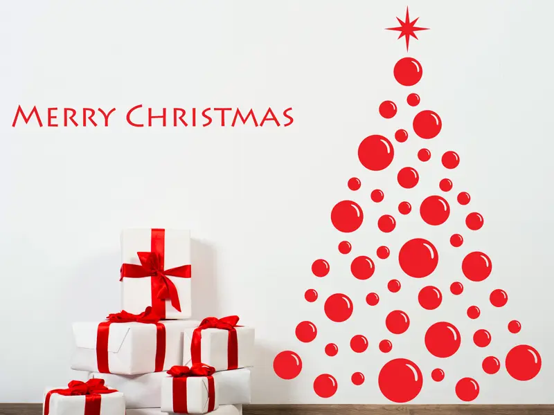 Autocolante Árvore de Natal Bolas résultat en situation gros plan Autocolante Árvore de Natal Bolas