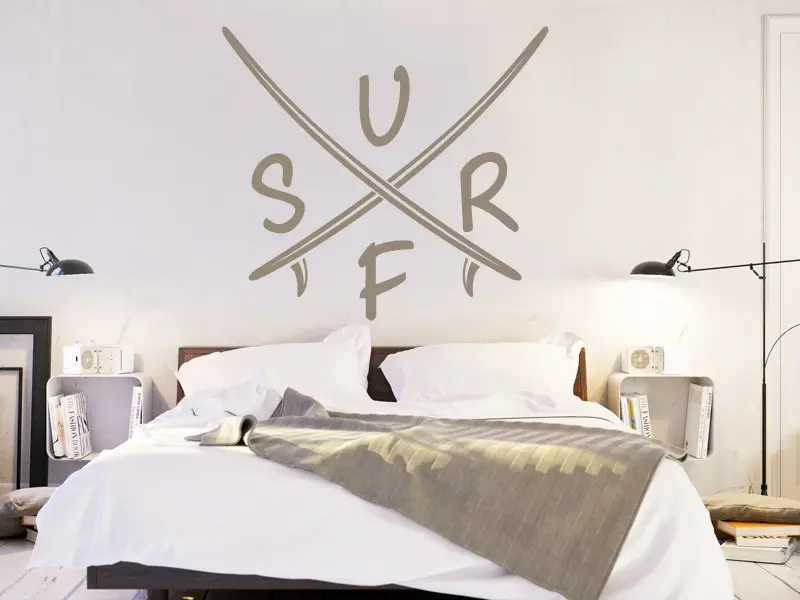Sticker mural Surf Logo résultat en situation