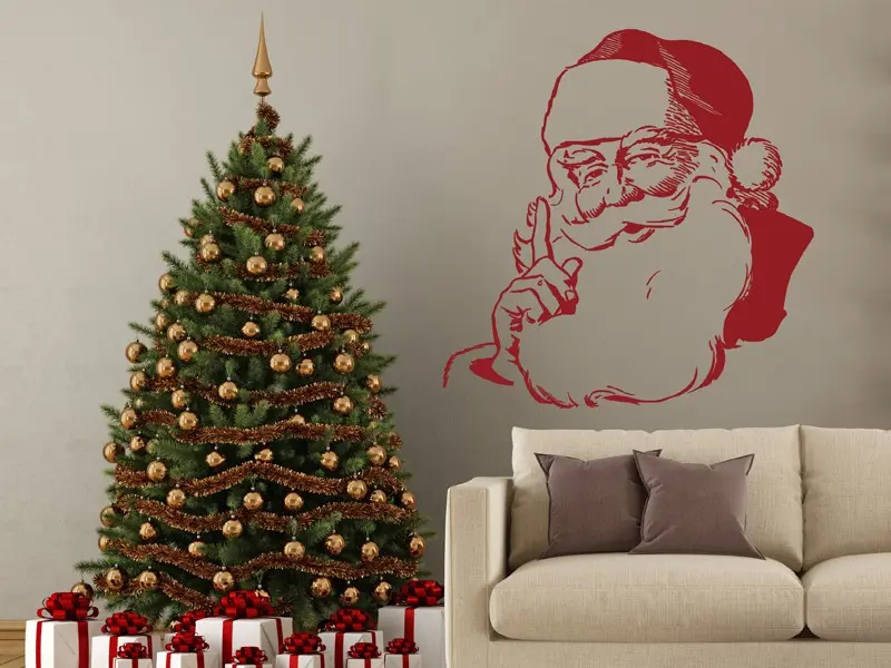 Sticker mural Noël Père Noël Vintage résultat en situation Sticker Père Noël Vintage