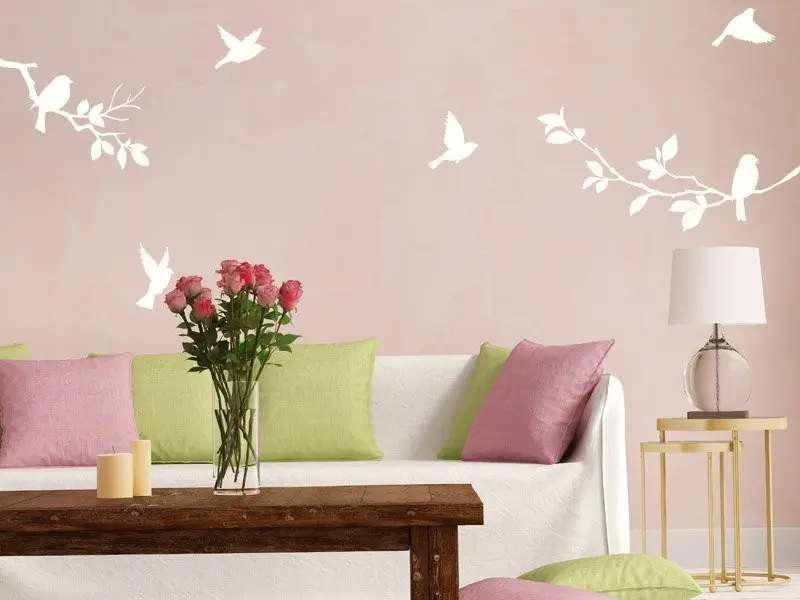 Sticker mural Branches Branches Oiseaux résultat en situation Sticker Branches Oiseaux