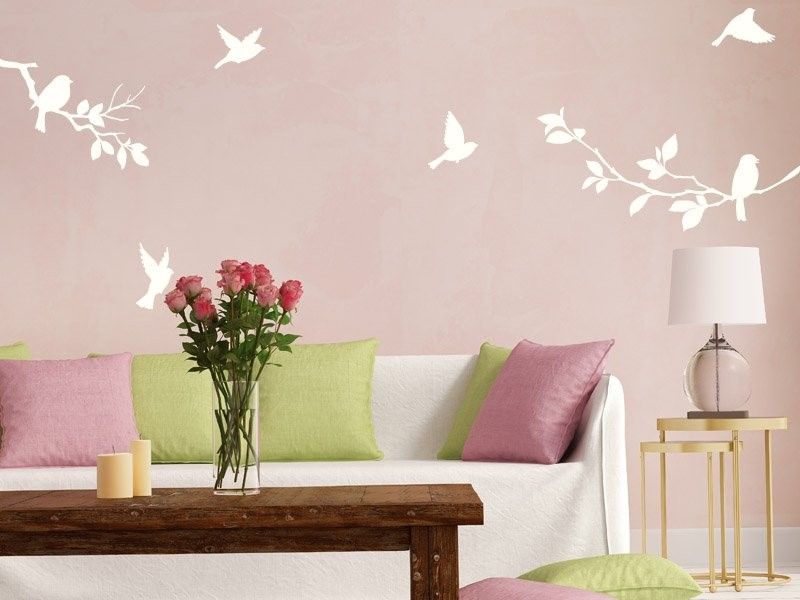 Sticker mural Branches Oiseaux résultat en situation