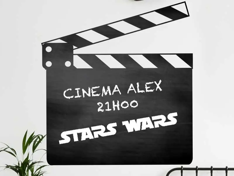 Autocolante Ardósia Clap Cinema résultat en situation gros plan Autocolante Ardósia Clap Cinema