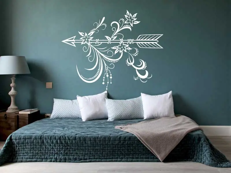 Sticker mural Autres Zen Flêche Florale Boho résultat en situation Sticker Flêche Florale Boho