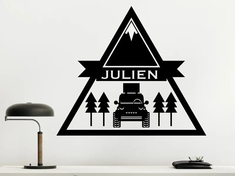 Sticker mural Auto & Moto 4X4 personnalisable résultat en situation gros plan Sticker 4X4 personnalisable